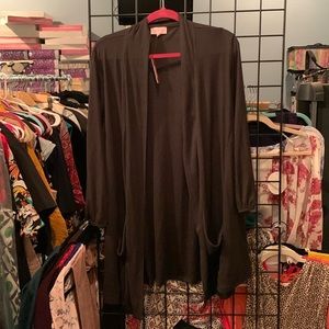 Molly and Isadora three-quarter sleeve lightweight black cardigan 3X